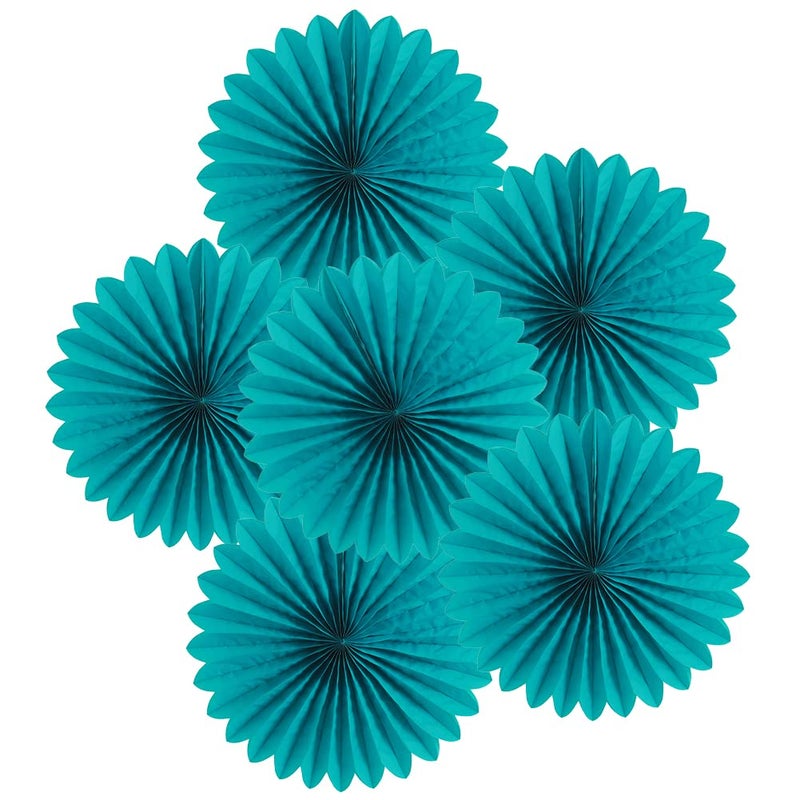 Easy Joy Teal Party Decorations Paper Fans Birthday Wedding Home Party Hanging Decoration, Set of 6 (14 Inches, Teal) - Image 1
